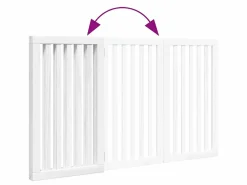 Clicnbuy Seguridad Para Mascotas|Puerta para perros plegable 3 paneles madera álamo blanca 150cm