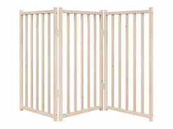 Clicnbuy Puerta para perros plegable de 3 paneles, 150 cm, madera maciza de abeto Marru00f3n Hot