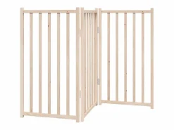 Clicnbuy Puerta para perros plegable de 3 paneles, 150 cm, madera maciza de abeto Marru00f3n Hot