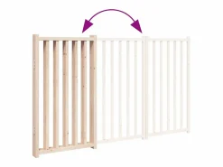 Clicnbuy Puerta para perros plegable de 3 paneles, 150 cm, madera maciza de abeto Marru00f3n Hot