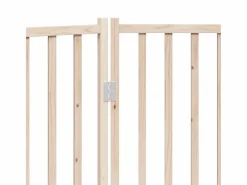 Clicnbuy Puerta para perros plegable de 3 paneles, 150 cm, madera maciza de abeto Marru00f3n Hot