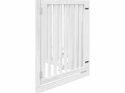 Puerta para perros plegable 4 paneles madera álamo blanca 320cm^Clicnbuy Discount