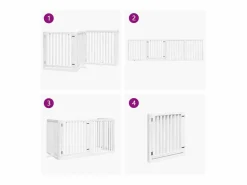 Puerta para perros plegable 4 paneles madera álamo blanca 320cm^Clicnbuy Discount
