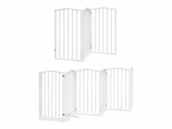 Puerta para perros plegable 9 paneles madera álamo blanca 450cm^Clicnbuy Clearance