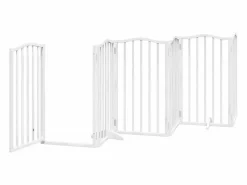 Puerta para perros plegable 9 paneles madera álamo blanca 450cm^Clicnbuy Clearance