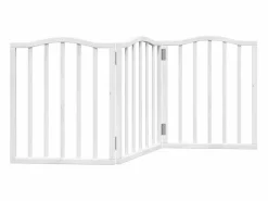 Clicnbuy Seguridad Para Mascotas|Puerta para perros plegable 3 paneles madera álamo blanca 150cm