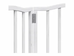 Clicnbuy Seguridad Para Mascotas|Puerta para perros plegable 3 paneles madera álamo blanca 150cm