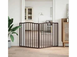 Puerta para perros plegable 2 paneles álamo marrón roble 160 cm^Clicnbuy Online