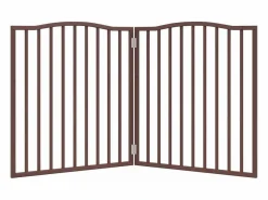 Puerta para perros plegable 2 paneles álamo marrón roble 160 cm^Clicnbuy Online