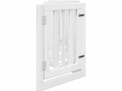 Puerta para perros plegable 3 paneles madera álamo blanca 300cm^Clicnbuy Online