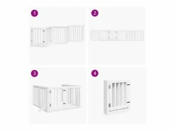 Puerta para perros plegable 3 paneles madera álamo blanca 300cm^Clicnbuy Online