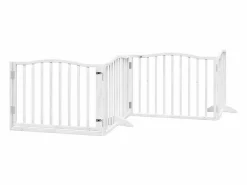 Clicnbuy Puerta para perros plegable 4 paneles madera álamo blanca 320cm Blanco New