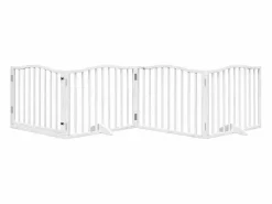 Clicnbuy Puerta para perros plegable 4 paneles madera álamo blanca 320cm Blanco New