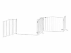 Clicnbuy Puerta para perros plegable 4 paneles madera álamo blanca 320cm Blanco New