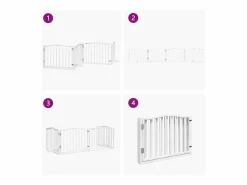 Clicnbuy Puerta para perros plegable 4 paneles madera álamo blanca 320cm Blanco New