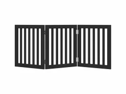 Clicnbuy Seguridad Para Mascotas|Puerta para perros plegable 3 paneles madera álamo negra 150 cm