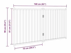 Puerta para perros plegable 2 paneles madera de abeto 160 cm^Clicnbuy Online