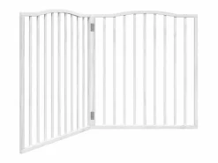 Clicnbuy Puerta para perros plegable 2 paneles madera álamo blanca 160cm Blanco Hot