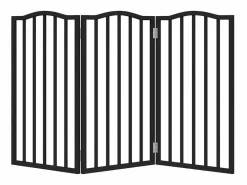 Clicnbuy Seguridad Para Mascotas|Puerta para perros plegable 3 paneles madera álamo negra 150 cm
