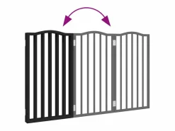 Clicnbuy Seguridad Para Mascotas|Puerta para perros plegable 3 paneles madera álamo negra 150 cm