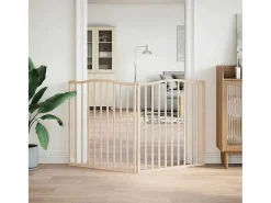 Clicnbuy Puerta para perros plegable 2 paneles madera de álamo 160 cm Marru00f3n