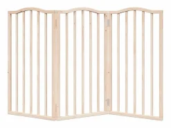 Clicnbuy Puerta para perros plegable 3 paneles madera de álamo 150 cm Marru00f3n Outlet