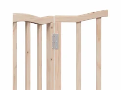 Clicnbuy Puerta para perros plegable 3 paneles madera de álamo 150 cm Marru00f3n Outlet