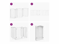 Clicnbuy Puerta para perros plegable 3 paneles madera álamo blanca 300cm Blanco Best