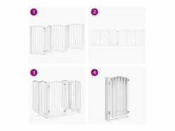 Clicnbuy Puerta para perros plegable 3 paneles madera álamo blanca 300cm Blanco Best