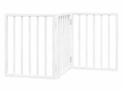 Clicnbuy Seguridad Para Mascotas|Puerta para perros plegable 3 paneles madera álamo blanca 150cm