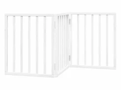 Clicnbuy Seguridad Para Mascotas|Puerta para perros plegable 3 paneles madera álamo blanca 150cm