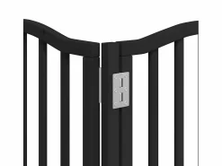 Puerta para perros plegable 9 paneles madera álamo negra 450 cm^Clicnbuy New