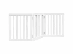 Puerta para perros plegable 3 paneles madera álamo blanca 150cm^Clicnbuy Sale