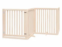 Clicnbuy Puerta para perros plegable 6 paneles madera de álamo 480 cm Marru00f3n Hot
