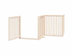 Clicnbuy Puerta para perros plegable 6 paneles madera de álamo 480 cm Marru00f3n Hot