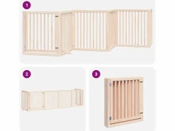 Clicnbuy Puerta para perros plegable 6 paneles madera de álamo 480 cm Marru00f3n Hot