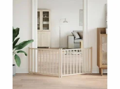 Clicnbuy Seguridad Para Mascotas|Puerta para perros plegable 2 paneles madera de abeto 160 cm