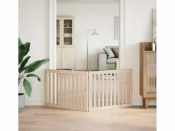 Clicnbuy Puerta para perros plegable de 2 paneles, 160 cm, madera de álamo Marru00f3n Discount