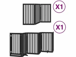 Clicnbuy Puerta para perros plegable 9 paneles madera álamo negra 450 cm Negro