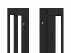 Clicnbuy Puerta para perros plegable 9 paneles madera álamo negra 450 cm Negro