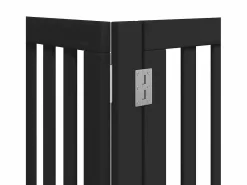 Clicnbuy Puerta para perros plegable 9 paneles madera álamo negra 450 cm Negro