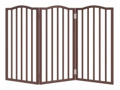 Clicnbuy Seguridad Para Mascotas|Puerta para perros plegable 3 paneles álamo marrón roble 150 cm