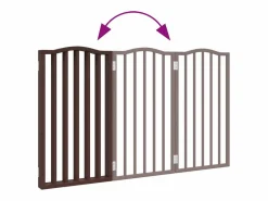 Clicnbuy Seguridad Para Mascotas|Puerta para perros plegable 3 paneles álamo marrón roble 150 cm