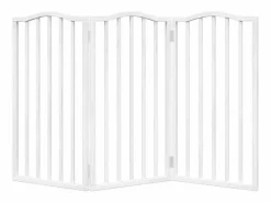 Clicnbuy Seguridad Para Mascotas|Puerta para perros plegable 3 paneles madera álamo blanca 150cm