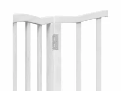 Clicnbuy Seguridad Para Mascotas|Puerta para perros plegable 3 paneles madera álamo blanca 150cm