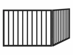 Clicnbuy Puerta para perros plegable de 2 paneles, color , 160 cm, madera de álamo Negro Sale