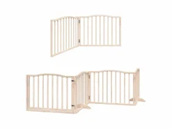 Clicnbuy Puerta para perros plegable 8 paneles madera de álamo 640 cm Marru00f3n