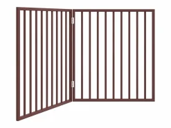 Clicnbuy Seguridad Para Mascotas|Puerta para perros plegable 2 paneles madera álamo marrón 160cm