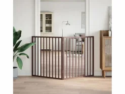 Clicnbuy Seguridad Para Mascotas|Puerta para perros plegable 2 paneles madera álamo marrón 160cm