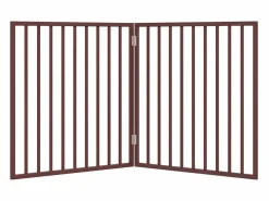 Clicnbuy Seguridad Para Mascotas|Puerta para perros plegable 2 paneles madera álamo marrón 160cm
